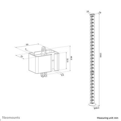 Neomounts ADS06-132WH Kabelgeleider - magnetische bevestiging - universeel - thumbnail