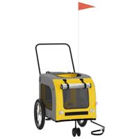 Hondenfietstrailer oxford stof en ijzer geel en grijs - thumbnail