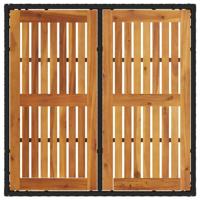 Tuintafel met acaciahouten blad 90x90x75 cm poly rattan zwart - thumbnail