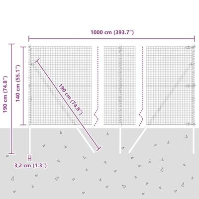 VidaXL Afrasteringspaal grijs 10 x 1,4 m (25 x 25 mm gaas)