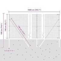 VidaXL Afrasteringspaal zilver 10 x 1,4 m (25 x 25 mm gaas) staal - thumbnail