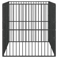 VidaXL Hondenkennel 4 panelen gepoedercoat staal zwart - thumbnail