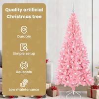 VidaXL Kerstboom met 300 led met standaard roze 210 cm pvc - thumbnail