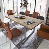 Artistiq Boomstam Eettafel 'Serjio' Eikenhout, 120 x 80cm, kleur Naturel/Zilver - thumbnail