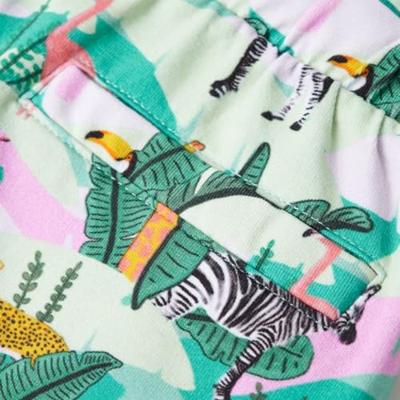 Kindershorts met trekkoord dieren en plantenprint 92 lichtmintkleurig Kindershorts met trekkoord dieren en plantenprint 92 lichtmintkleurig