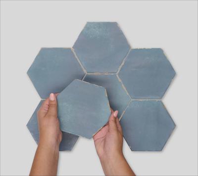 Vloer-/wandtegel hexagon Velsa Capri 16x14cm vintage blauw satijnglans gerectificeerd
