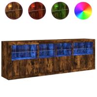 Dressoir met LED-verlichting 202x37x67 cm gerookt eikenkleurig - thumbnail