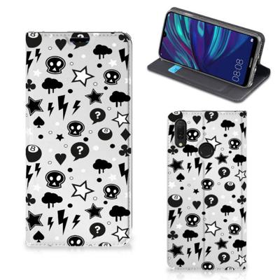Mobiel BookCase Huawei Y7 hoesje Y7 Pro (2019) Silver Punk Mobiel BookCase Huawei Y7 hoesje Y7 Pro (2019) Silver Punk