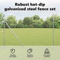 VidaXL Hek met paal zilver 1,6 x 10 m staal en pvc - thumbnail