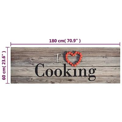 Keukenmat wasbaar cooking-print 60x180 cm fluweel grijs