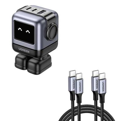 UGREEN Nexode RG 65W Robot GaN Fast Charger 2xUSB-C, 1xUSB-A, Gray