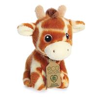 Eco Nation Pluchen knuffel - mini - giraffe - 13 cm - thumbnail