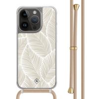 iPhone 13 Pro hoesje met beige koord - Palm leaves beige - thumbnail