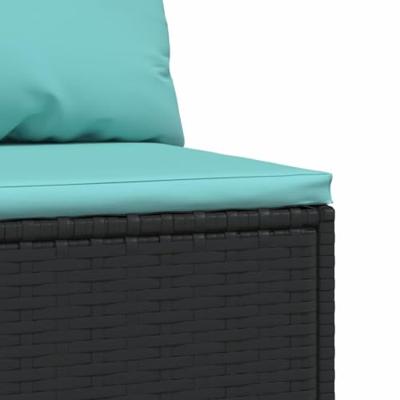 Tuinmiddenbanken met kussens 2 st poly rattan zwart - thumbnail