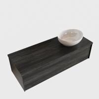 Badkamermeubel BWS Madrid Antraciet 120 cm met Topblad en Keramische Waskom Rechts (0 kraangaten) - thumbnail