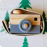 Schattig Nordic opknoping houten camera speelgoed voor kinderen (grijs) - thumbnail