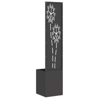 VidaXL Tuin privacy screen bloemen zwart 32 x 140 cm koudgewalst staal - thumbnail