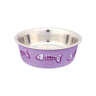 Trixie RVS kattenbak met kunststof coating, 0.3 liter, grijs, paars, blauw (willekeurig verzonden)