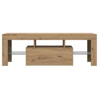 Tv-meubel met LED 120x36,5x40 cm bewerkt hout artisanaal eiken - thumbnail