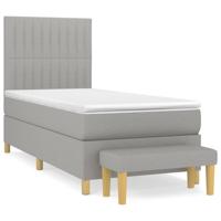 Boxspring met matras stof lichtgrijs 90x190 cm - thumbnail