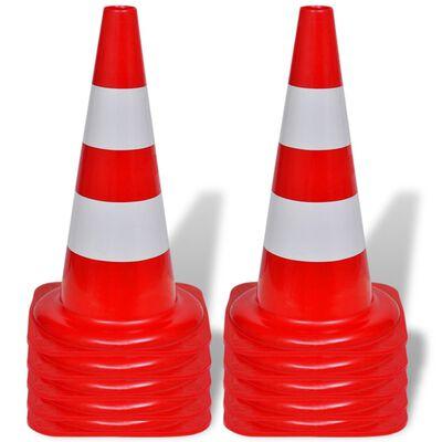 VidaXL Verkeerskegel reflecterend 50 cm rood en wit 10 st VidaXL Verkeerskegel reflecterend 50 cm rood en wit 10 st