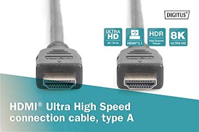 Digitus AK-330124-030-S HDMI-kabel HDMI Aansluitkabel HDMI-A-stekker, HDMI-A-stekker 3.00 m Zwart 8K UHD, Vergulde steekcontacten, Afscherming gevlochten, - thumbnail