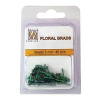 Nellie's Choice • floral glitter brads 3mm. 40stuks/pkg bottle green 348u - thumbnail