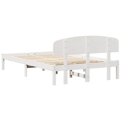 Bedframe met hoofdeinde Wit 140 x 190 cm Massief grenenhout