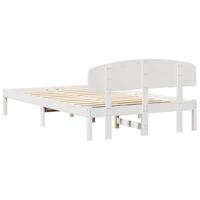 Bedframe met hoofdeinde Wit 135 x 190 cm Massief grenenhout - thumbnail