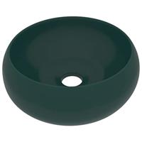 VidaXL Wastafel rond 40x15 cm keramiek mat donkergroen - thumbnail
