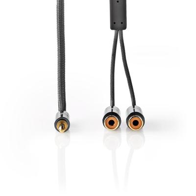 Nedis CATB22250GY02 Stereo-audiokabel 3,5 Mm Male 2x Rca Female Verguld 0.20 M Rond Grijs / Gunmetal Cover Window Box