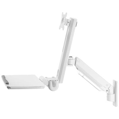 SpeaKa Professional SP-MM-950 1-voudig Monitor-wandbeugel Op elkaar, Met toetsenbordlade, Incl. 2 scannerhouders 43,2 cm (17) - 88,9 cm (35) Wit In hoogte