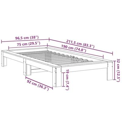 Bedframe zonder matras massief grenenhout 75x190 cm Bedframe zonder matras massief grenenhout 75x190 cm