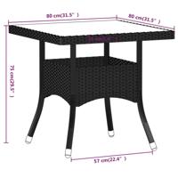 5-delige Tuinset poly rattan en gehard glas zwart - thumbnail