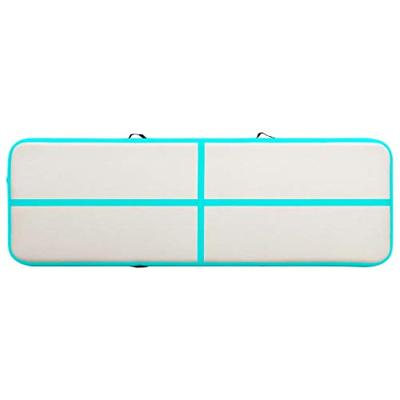 Gymnastiekmat met pomp opblaasbaar 300x100x20 cm PVC groen - thumbnail