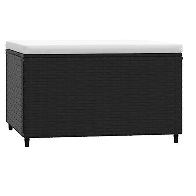 Voetensteunen 2 st met kussen poly rattan zwart - thumbnail