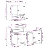 3-delige Badkamermeubelset Corona massief grenenhout - thumbnail