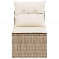 Tuinbank zonder armleuning met kussens poly rattan beige - thumbnail