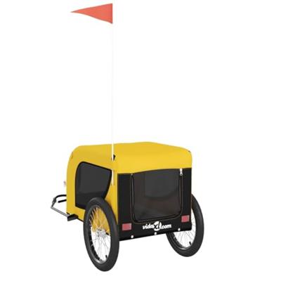 Hondenfietstrailer oxford stof en ijzer geel en zwart - thumbnail