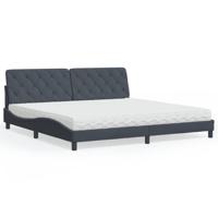 Bed met matras fluweel donkergrijs 200x200 cm - thumbnail