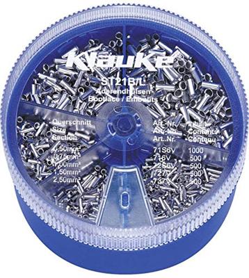 Klauke ST21B Assortiment adereindhulzen 0.5 mm², 0.75 mm², 1 mm², 1.5 mm², 2.5 mm² Ongeïsoleerd Zilver 3000 onderdelen