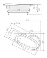 Ligbad Polysan Viva 170x75x60 cm Asymmetrisch Links Wit Polysan - thumbnail