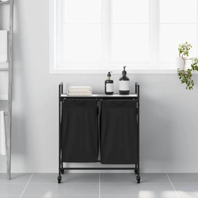 Wasmand 2 vakken met planken grijs sonoma eiken Wasmand 2 vakken met planken grijs sonoma eiken