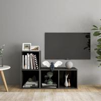 Tv-meubelen 2 st 72x35x36,5 cm bewerkt hout hoogglans grijs - thumbnail