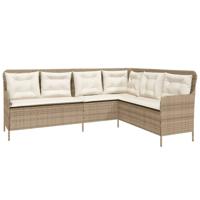 2-delige Loungeset met kussens poly rattan beige - thumbnail