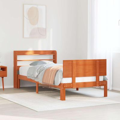 Bedframe met hoofdeinde 2 pcs Wasbruin Massief Vurenhout