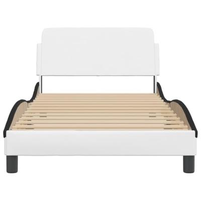 Bedframe met hoofdbord kunstleer zwart en wit 100x200 cm Bedframe met hoofdbord kunstleer zwart en wit 100x200 cm
