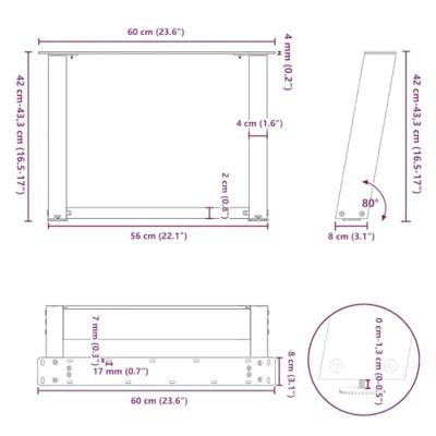 Salontafelpoten 2 st U-vormig 60x(42-43) cm staal antraciet Salontafelpoten 2 st U-vormig 60x(42-43) cm staal antraciet