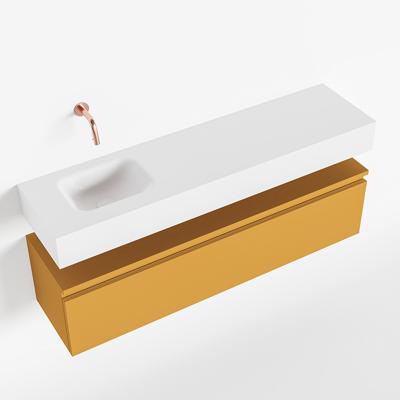 MONDIAZ ANDOR 120cm toiletmeubel ocher. LEX 120cm wastafel talc links geen kraangat