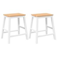 Barstoelen 2 st massief hout wit - thumbnail